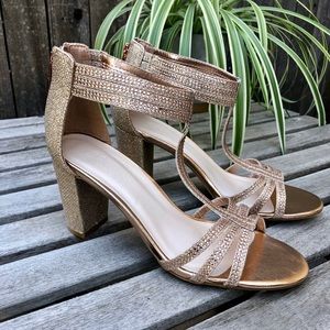 Rose gold block heels